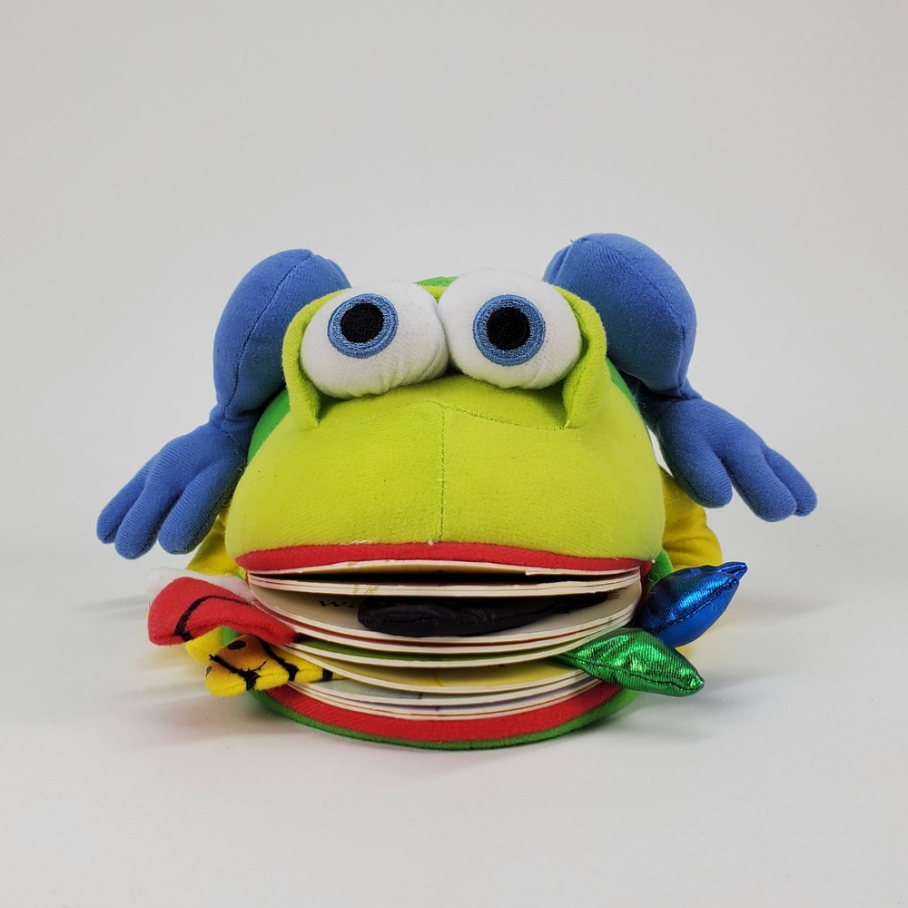 Dragonfly Design 2006‎ Plush Frog Board Book Toy Green Yellow Blue Interactive